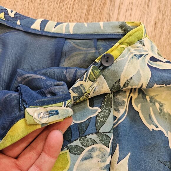 Nygard Collection Silk Skirt Womens Size 14P Floral Midi Faux Wrap Hawaiian Boho - Picture 6 of 10